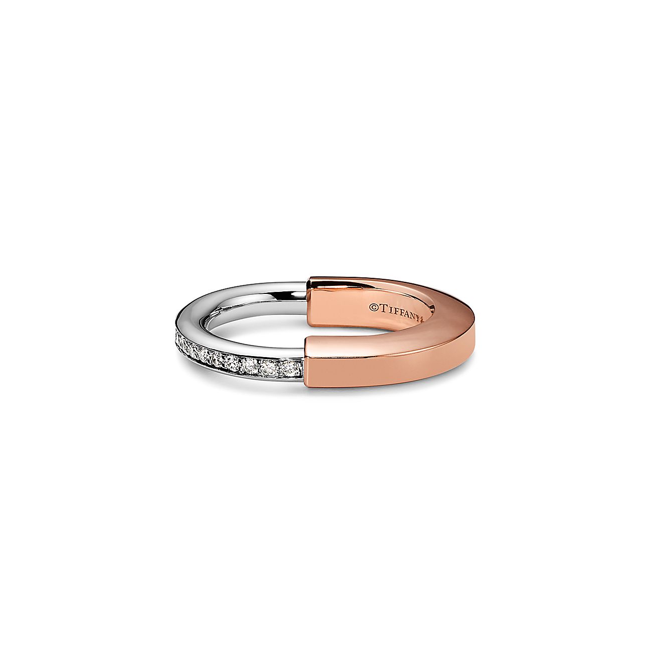 Tiffany & Co. Lock Ring in Rose and White Gold with Diamonds