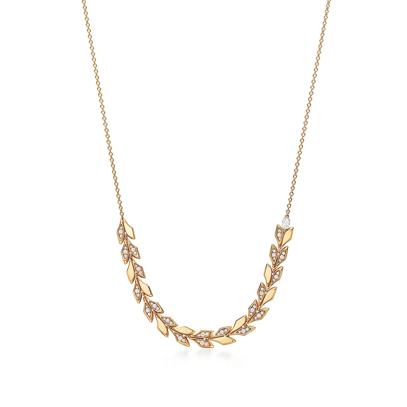 Tiffany & Co. Victoria Vine East West Pendant in Yellow Gold with Diamonds