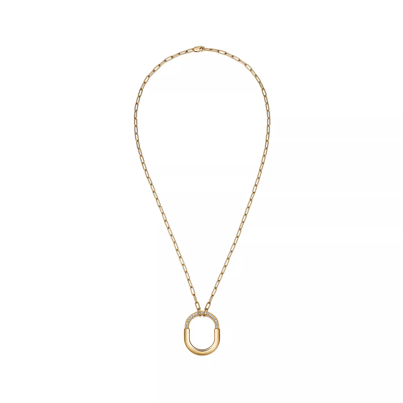 Tiffany & Co. Lock Pendant in Yellow Gold with Diamonds, Medium
