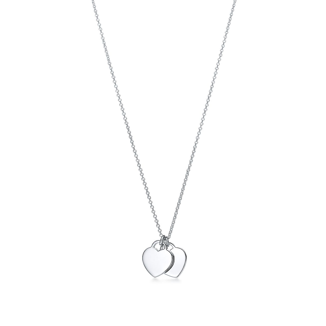 Tiffany & Co. Return to  Double Heart Tag Pendant in Silver, Mini