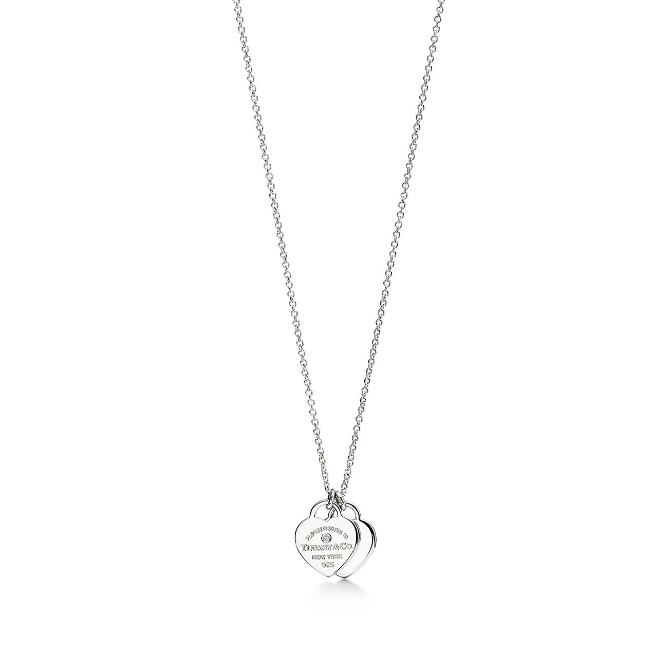 Tiffany & Co. Return to  Heart Tag Pendant in Sterling Silver with a Diamond, Mini