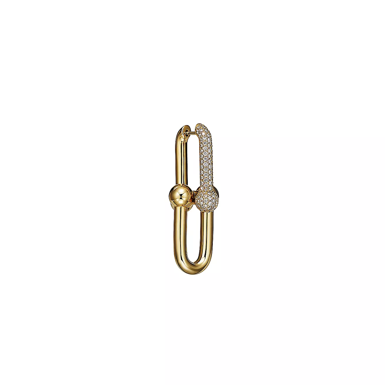 Tiffany & Co. HardWear Link Earrings in Yellow Gold with Pave Diamonds