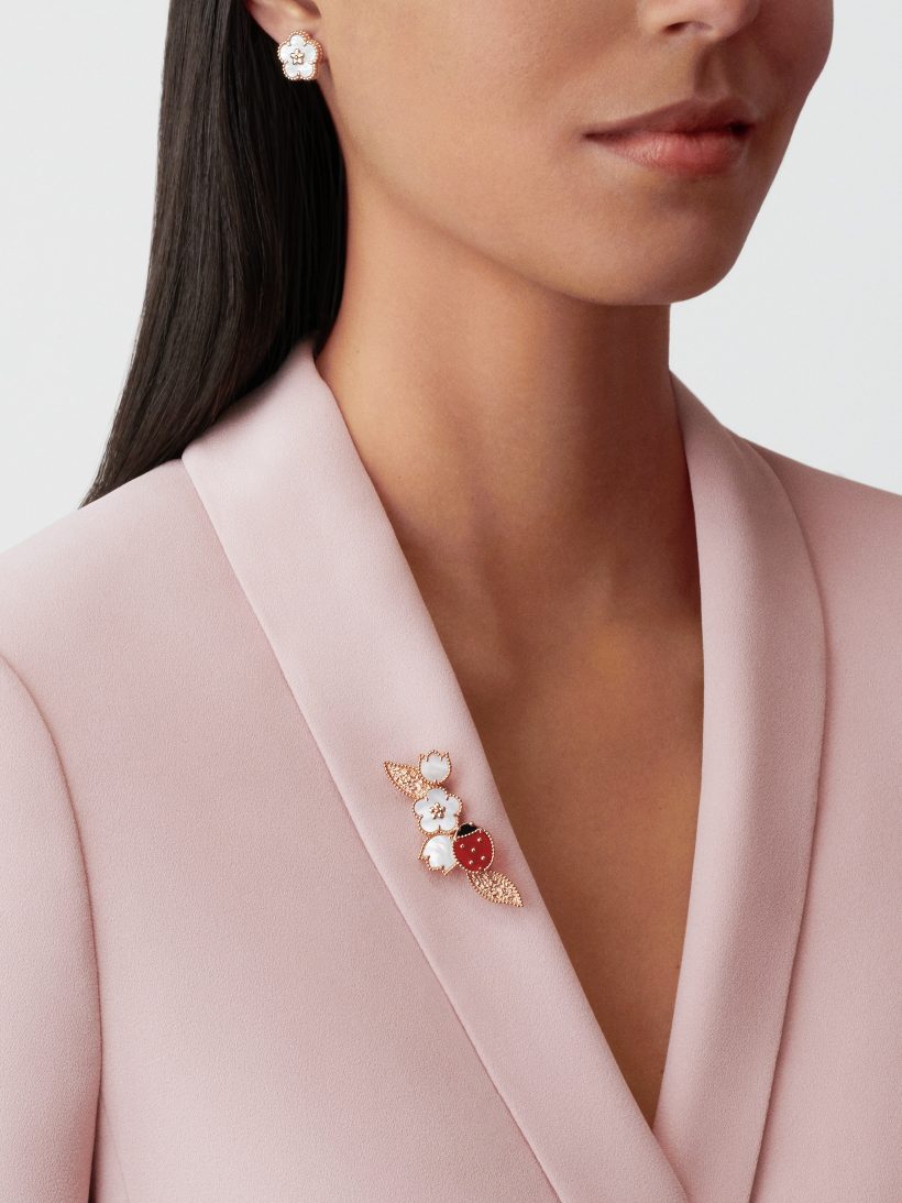 Van Cleef & Arpels Lucky Spring earrings, plum blossom