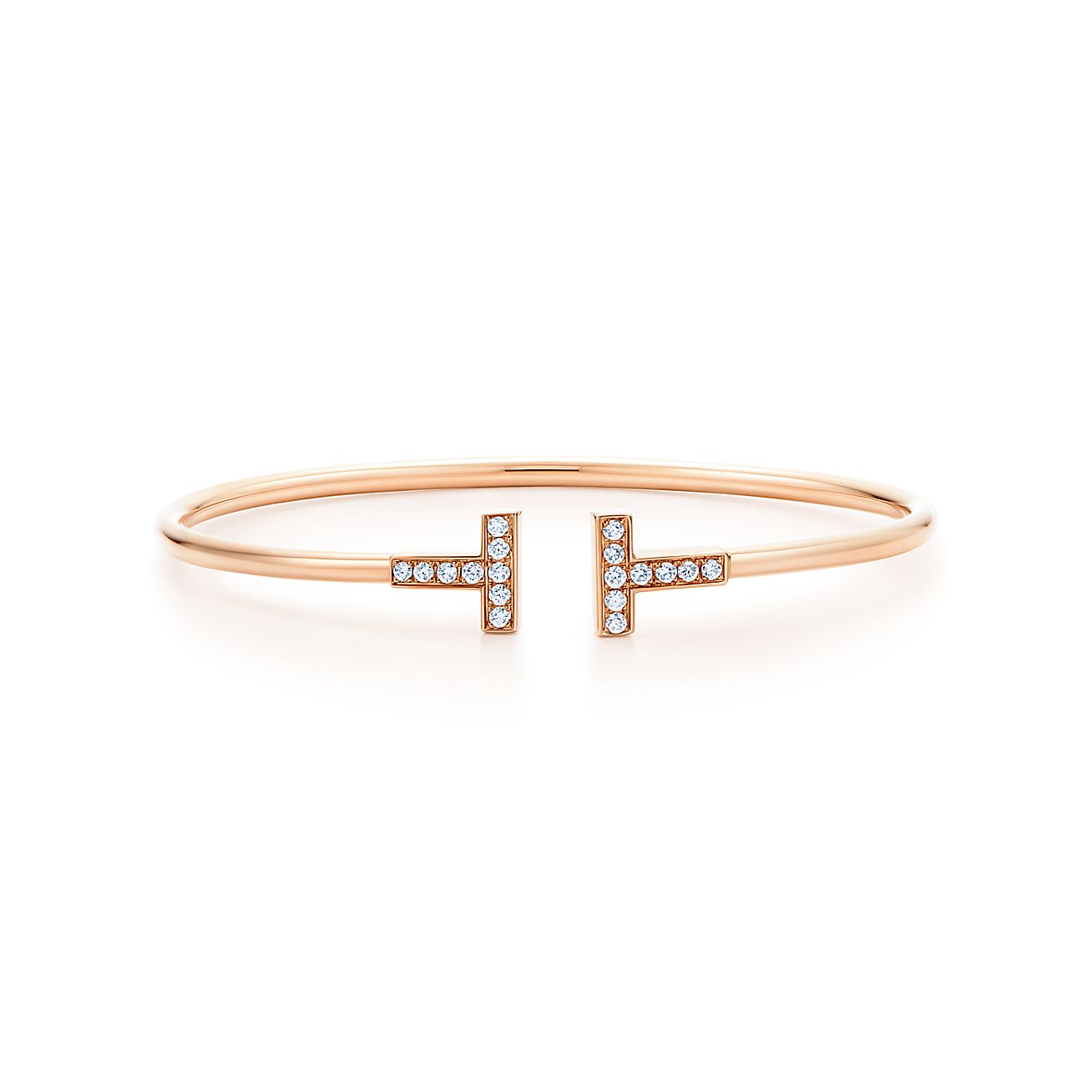 Tiffany & Co. T Wire Bracelet in Rose Gold with Diamonds