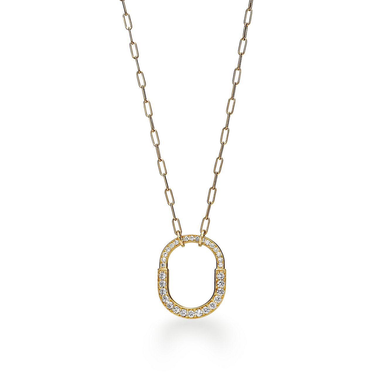 Tiffany & Co. Lock Pendant in Yellow Gold with Pave Diamonds, Medium