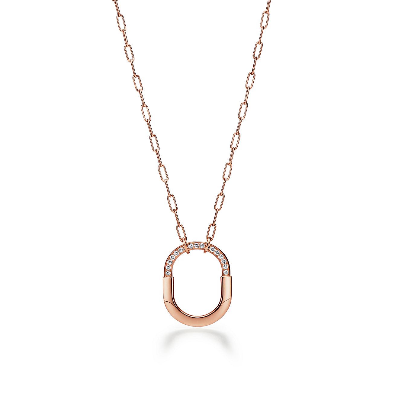 Tiffany & Co. Lock Pendant in Rose Gold with Diamonds, Medium