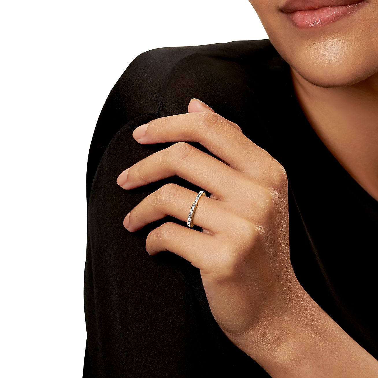 Tiffany & Co. Lock Ring in Yellow Gold with Pave Diamonds