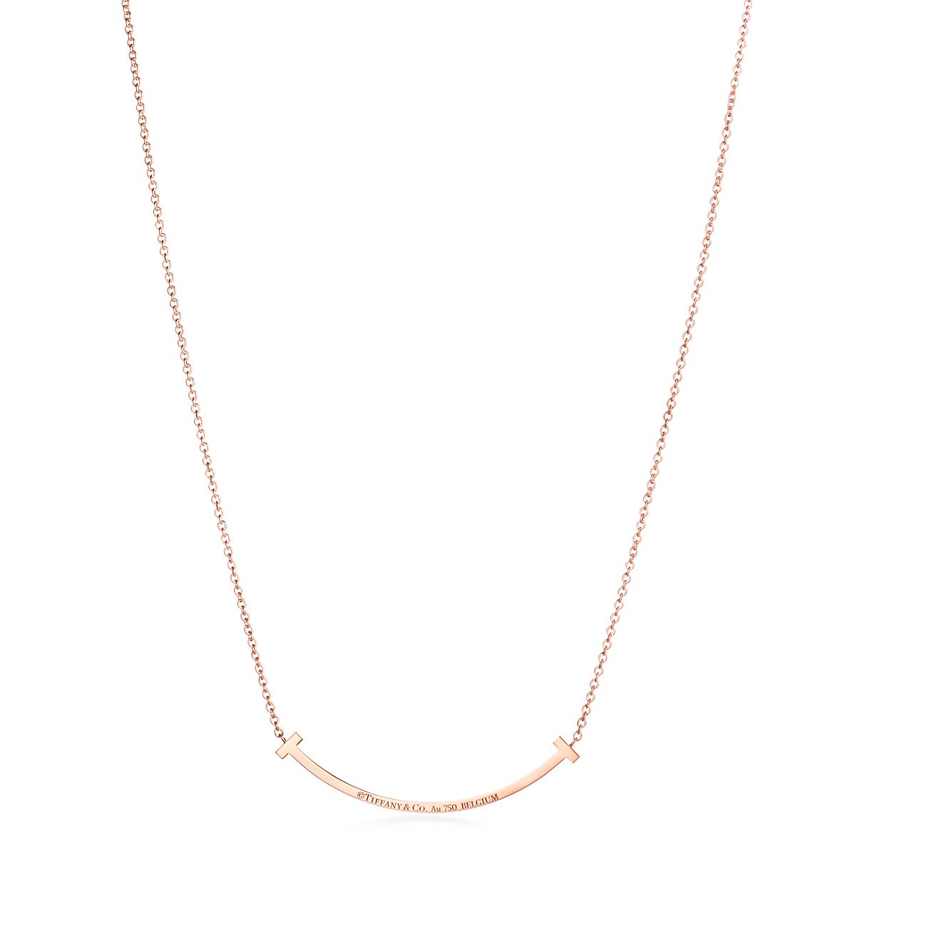 Tiffany & Co. T Smile Pendant in Rose Gold with Diamonds, Smal