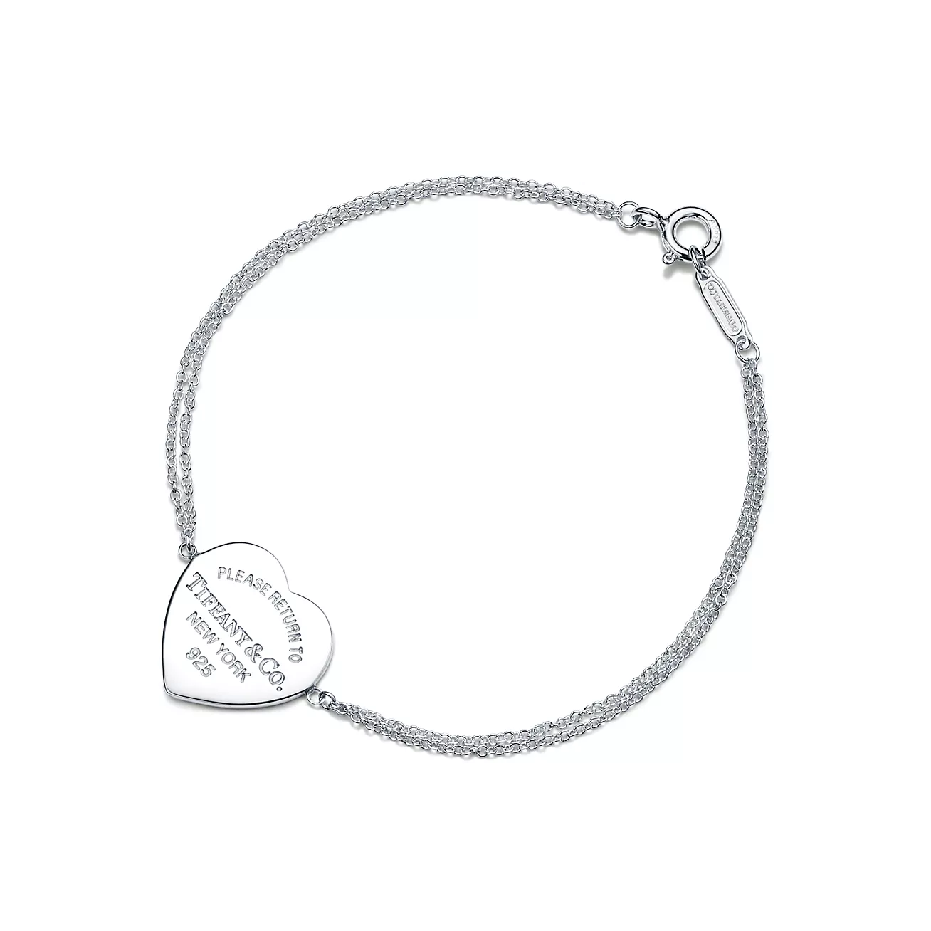 Tiffany & Co. Return to  Heart Tag Double Chain Bracelet in Silver, Small