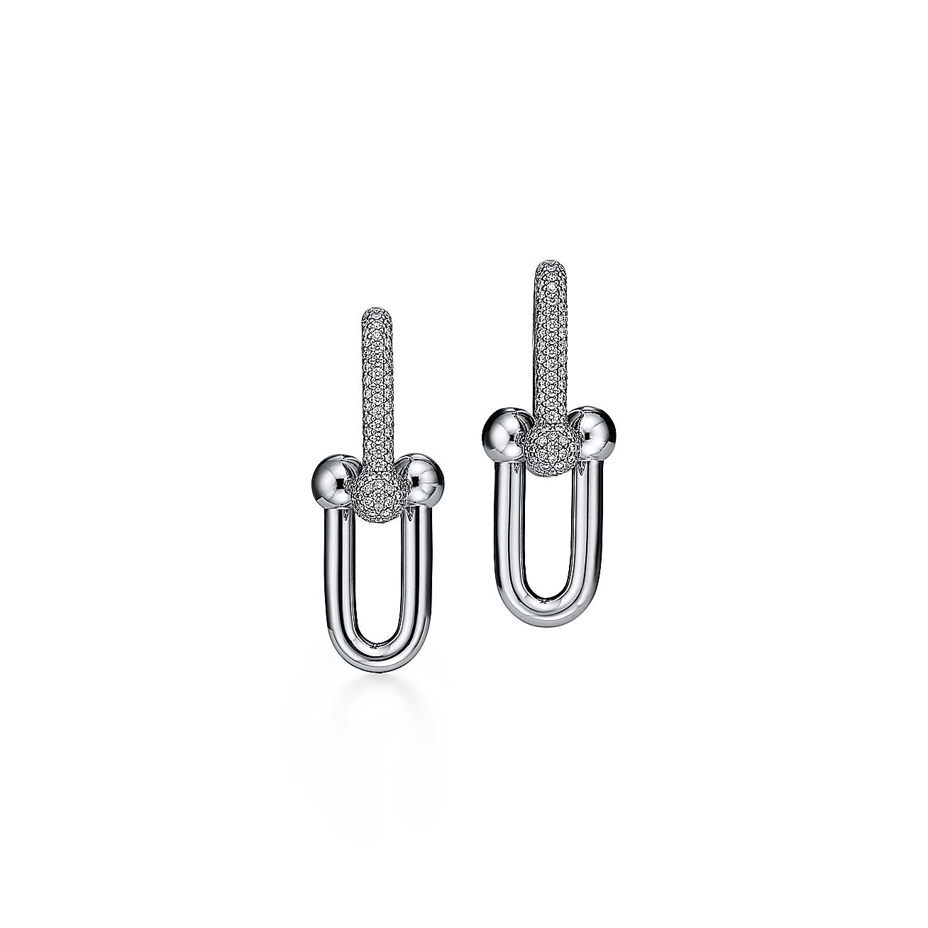Tiffany & Co. HardWear Link Earrings in White Gold with Pave Diamonds