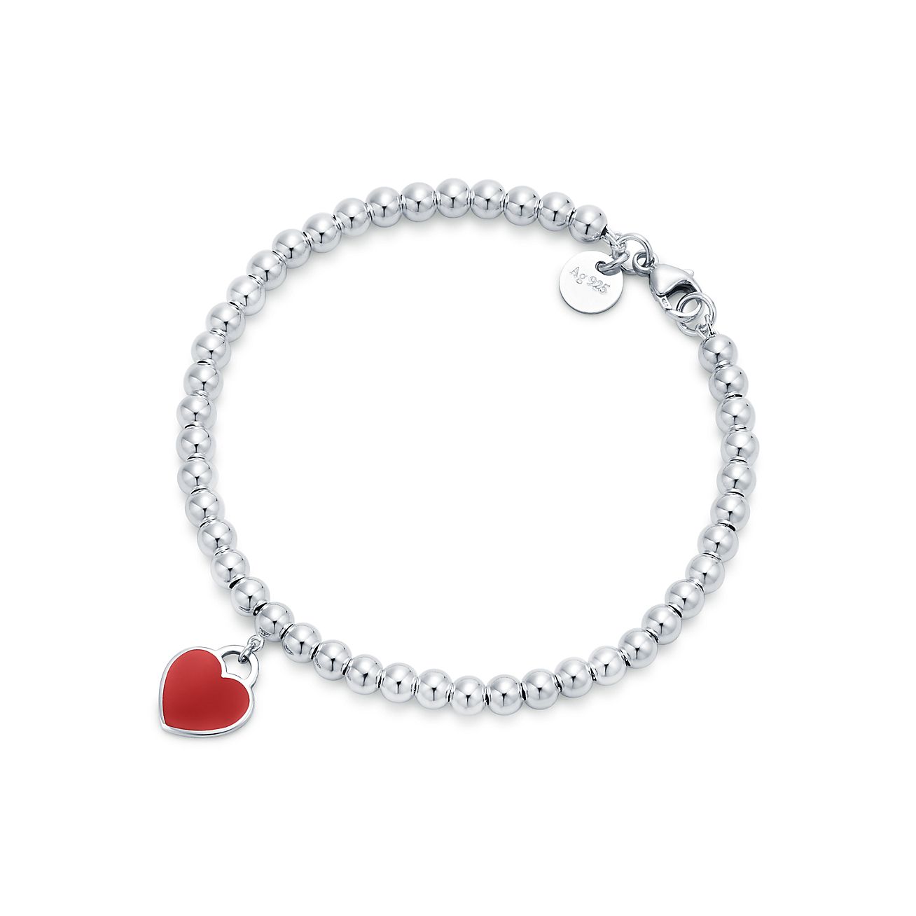 Tiffany & Co. Return to  Red Heart Tag Bead Bracelet in Silver