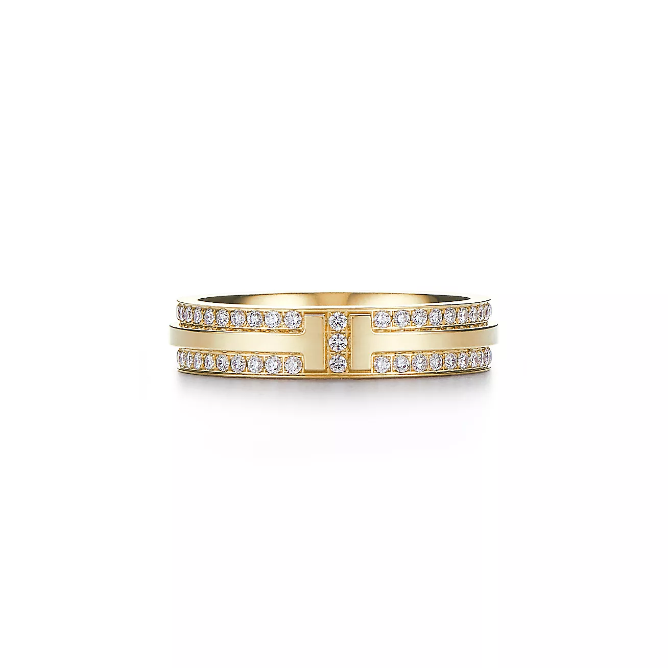Tiffany & Co. T Narrow Pave Diamond Ring in 18k Gold