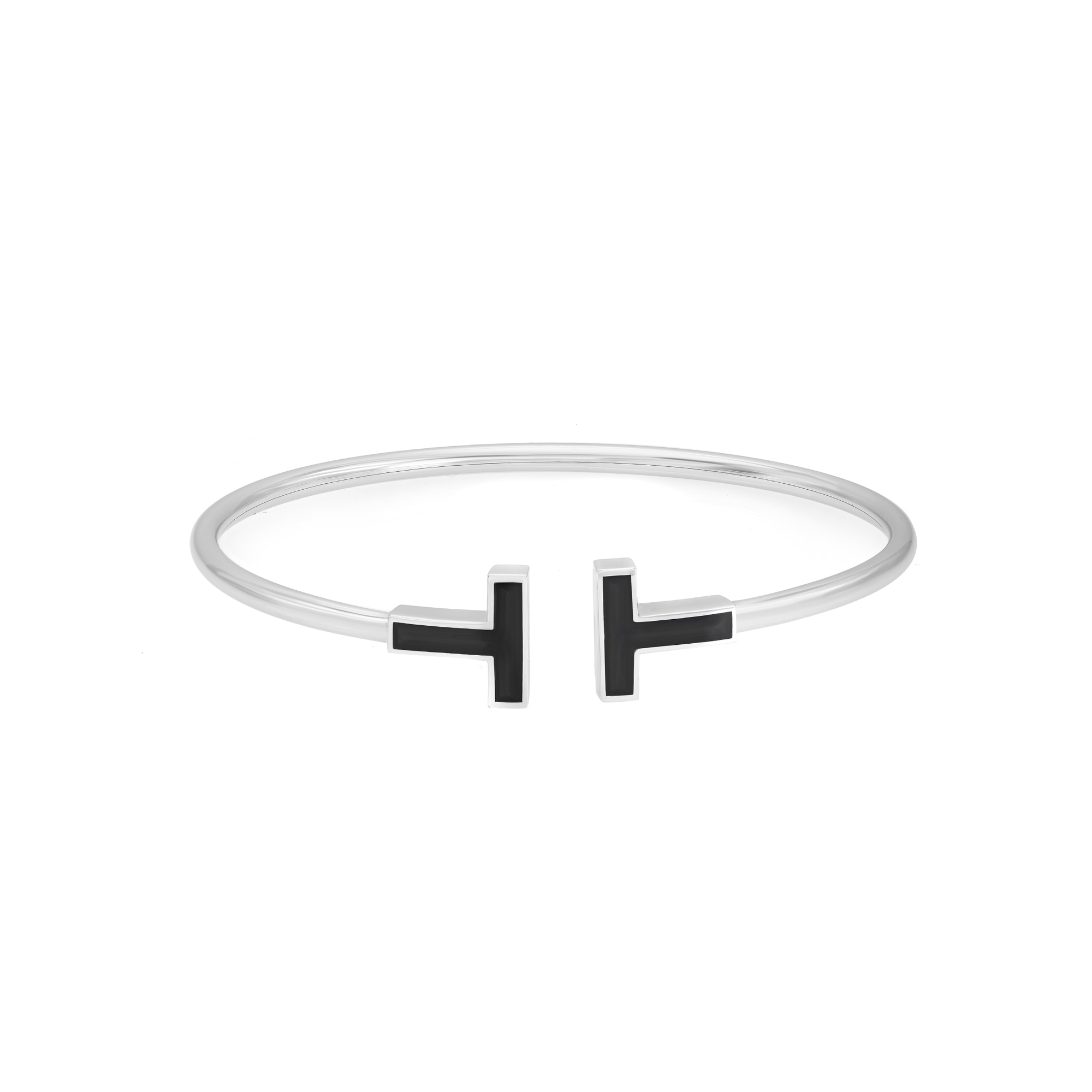Tiffany & Co. T Black Onyx Wire Bracelet 18K White Gold