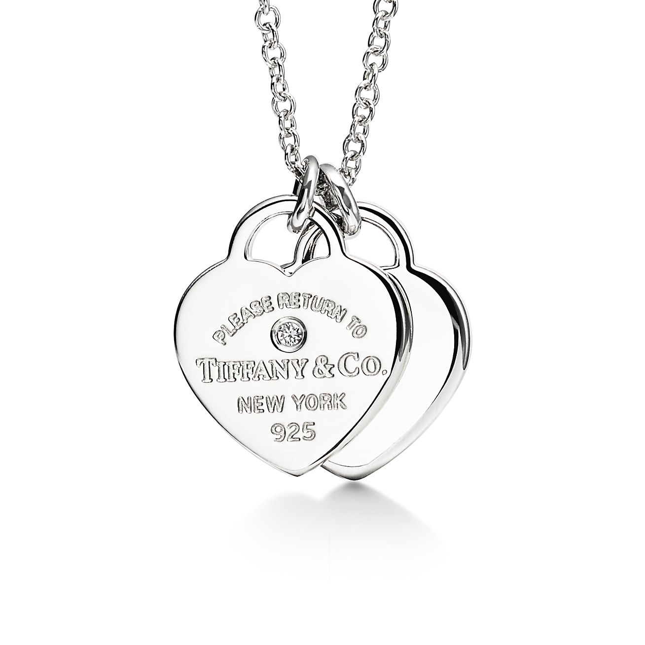 Tiffany & Co. Return to  Heart Tag Pendant in Sterling Silver with a Diamond, Mini