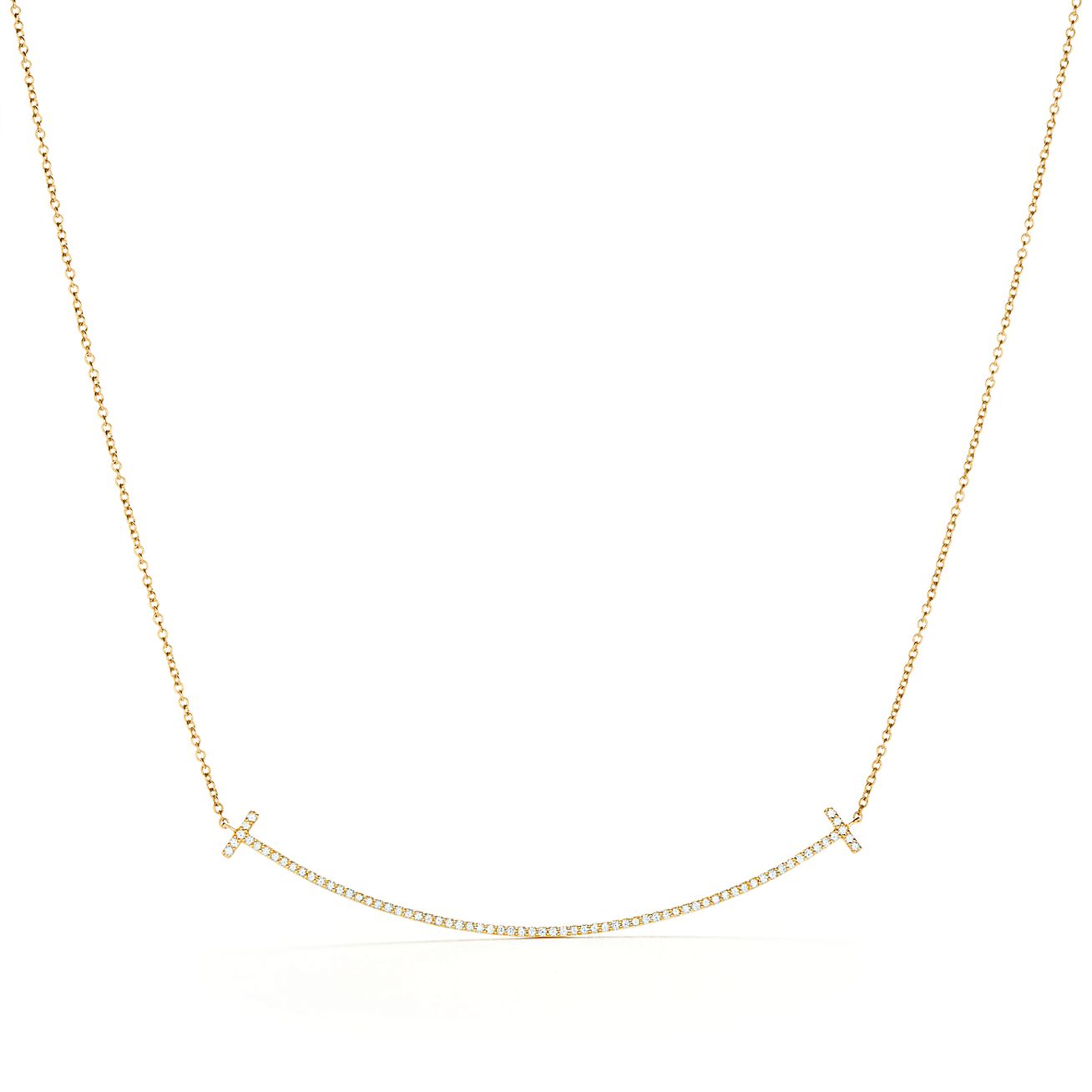 Tiffany & Co. T Smile Pendant in Yellow Gold with Diamonds, Large