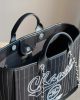 CHANEL Deauville 2wayTote Bag Black A66941 Cotton Leather