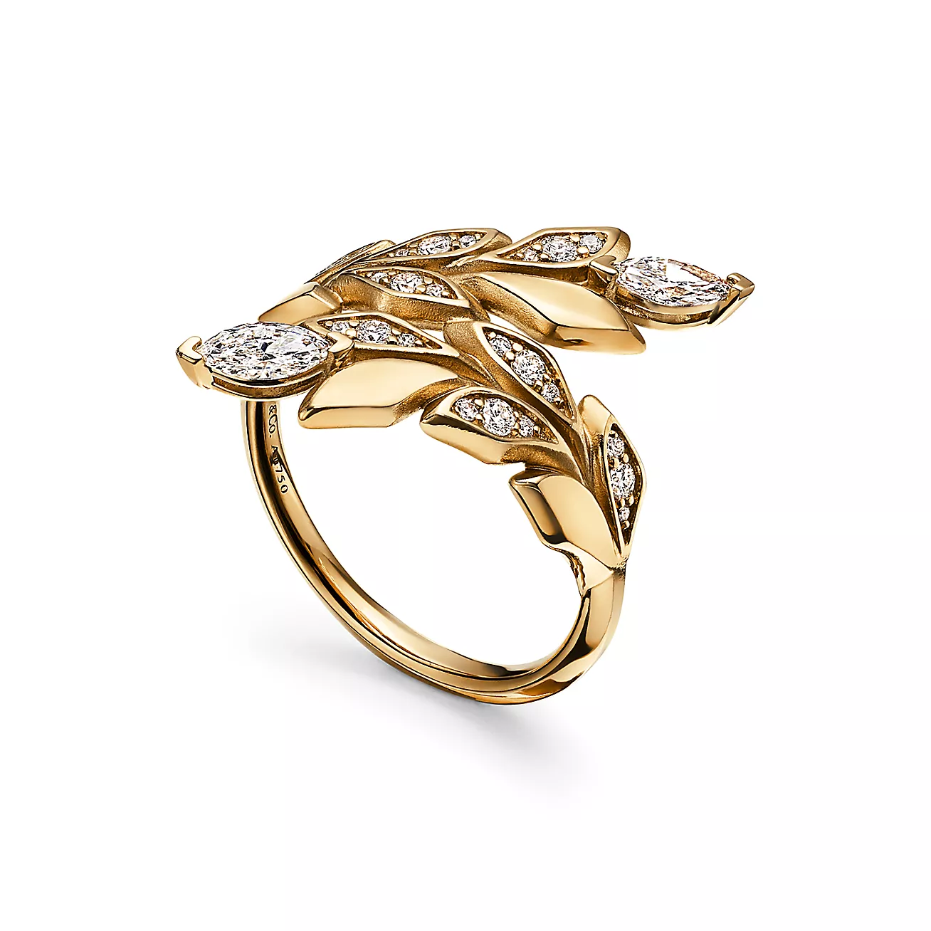 Tiffany & Co. Victoria Vine Bypass Ring in Yellow Gold with Diamonds