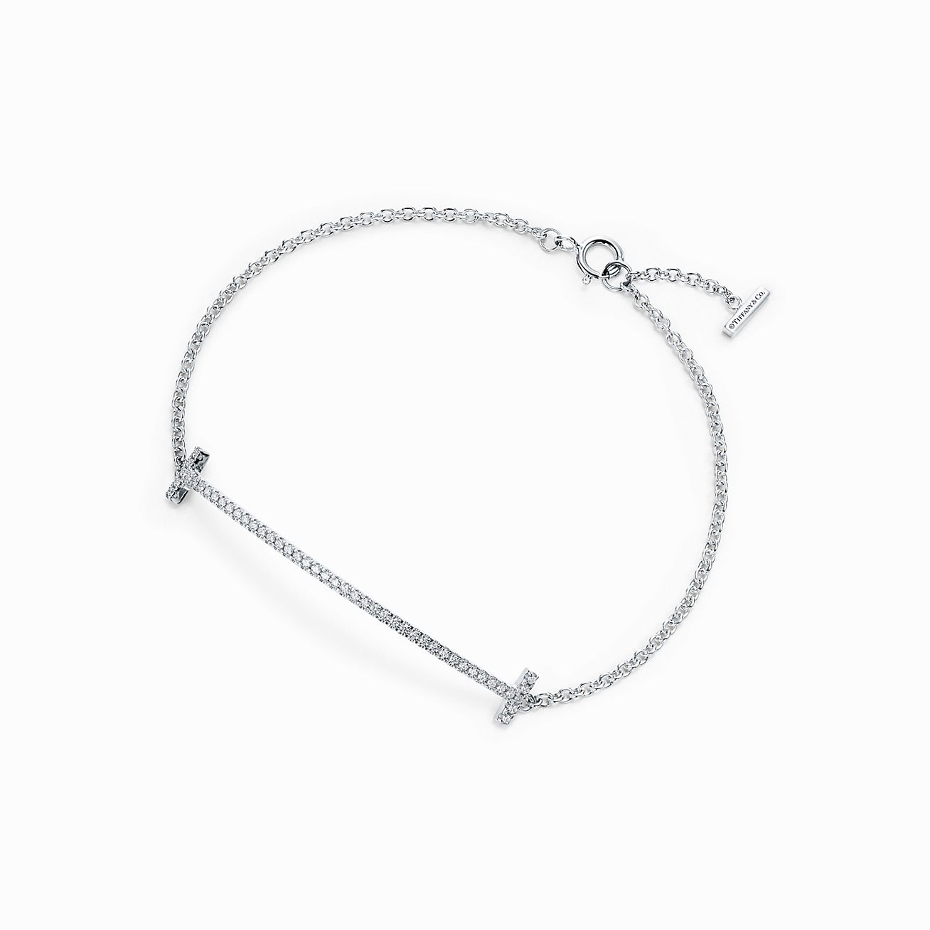Tiffany & Co. T Smile Bracelet in White Gold with Diamonds
