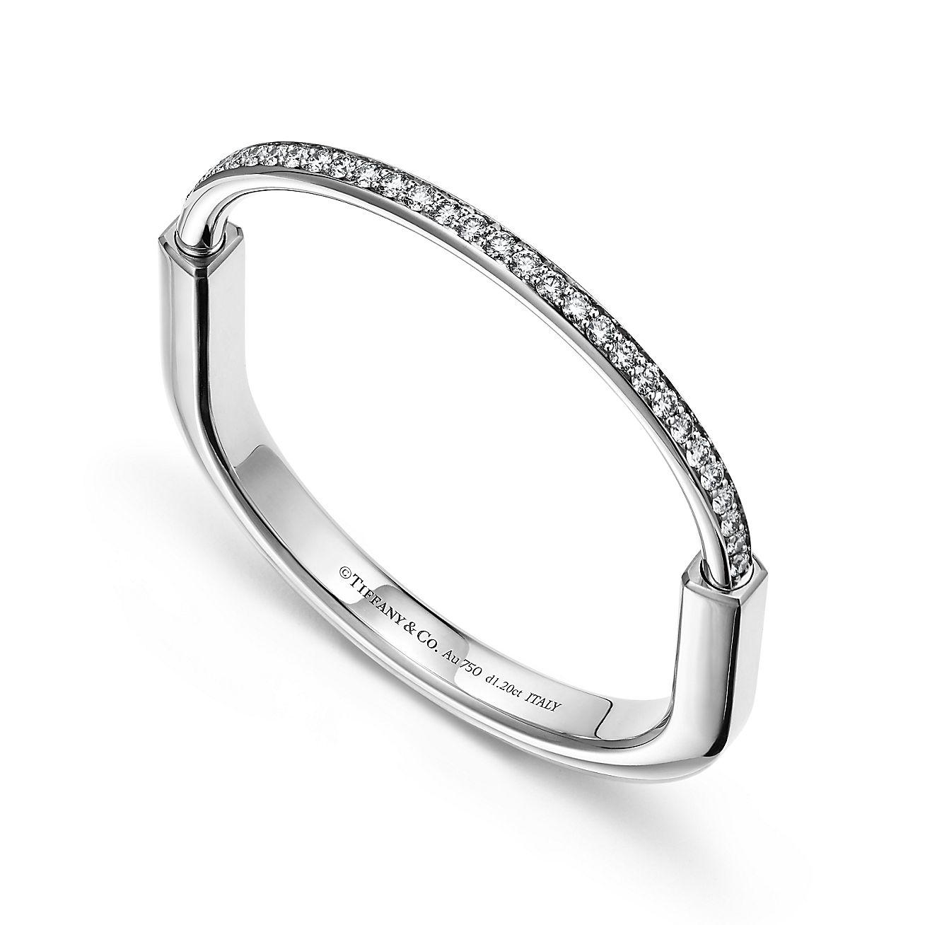 Tiffany & Co. Lock Bangle in White Gold with Half Pavé Diamonds