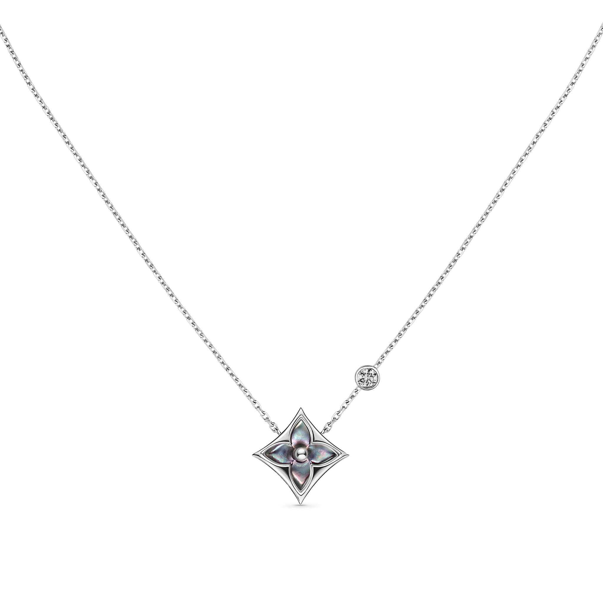 Louis Vuitton Color Blossom Bb Star Pendant, White Gold, Grey Mother-Of-Pearl And Diamond