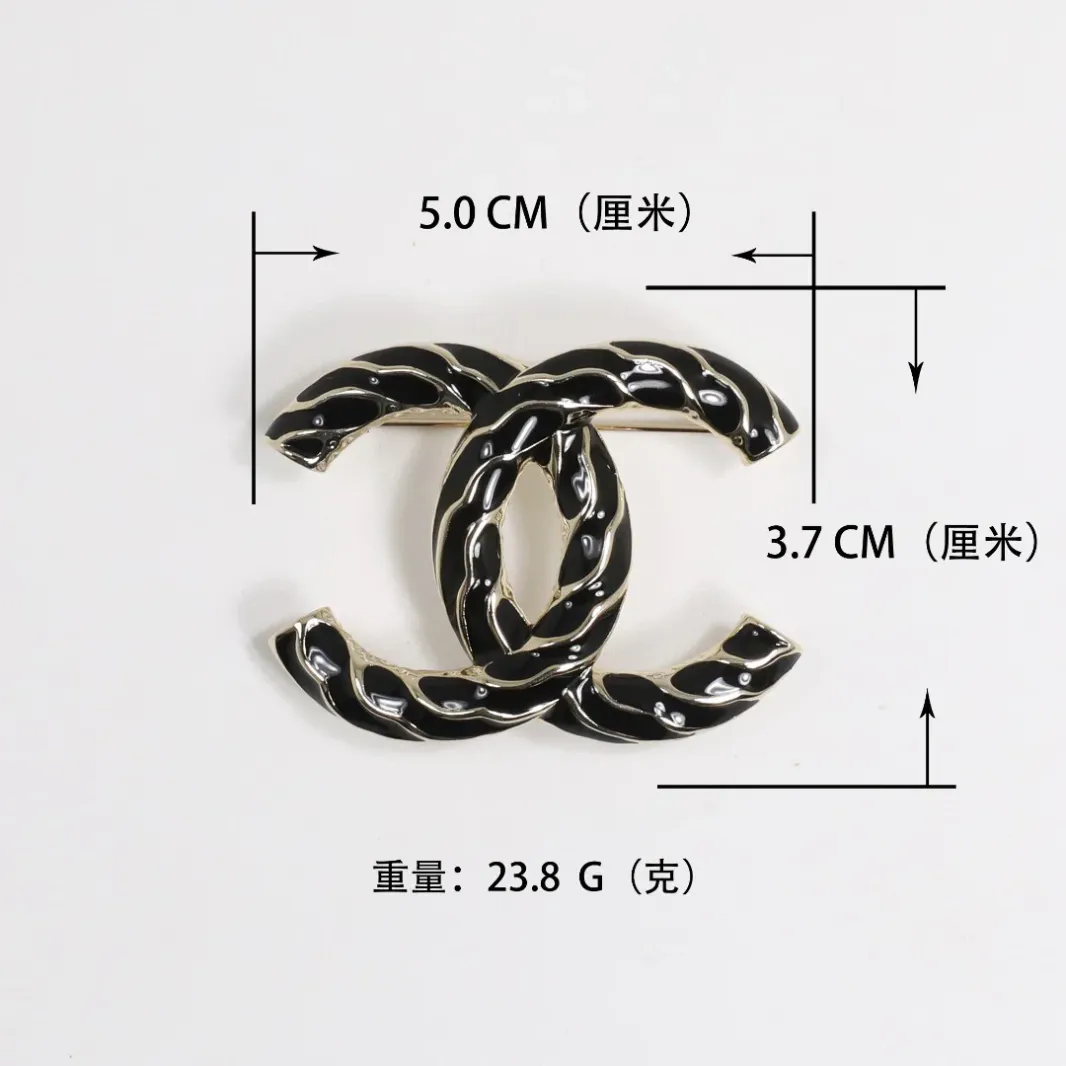 Black Double C Brooch