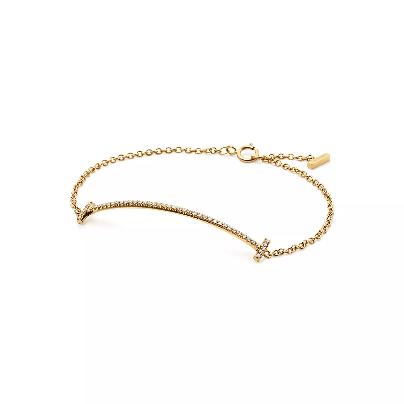 Tiffany & Co. T Smile Bracelet in Yellow Gold with Diamonds