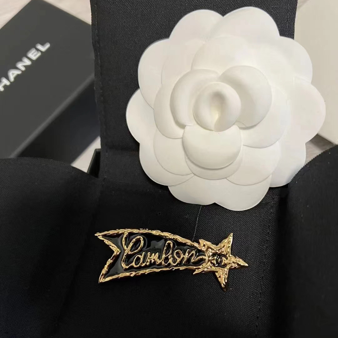 Pentagram Black Double C Brooch