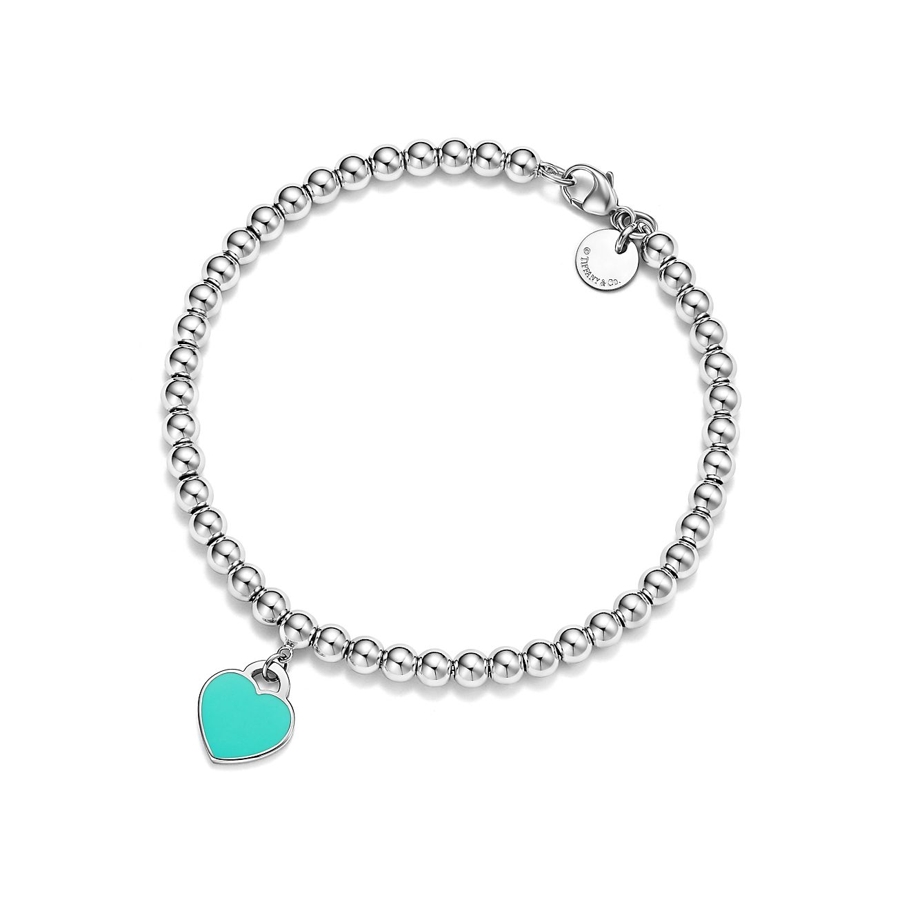 Tiffany & Co. Return to  Bead Bracelet in Silver,  Blue with a Diamond, 4 mm