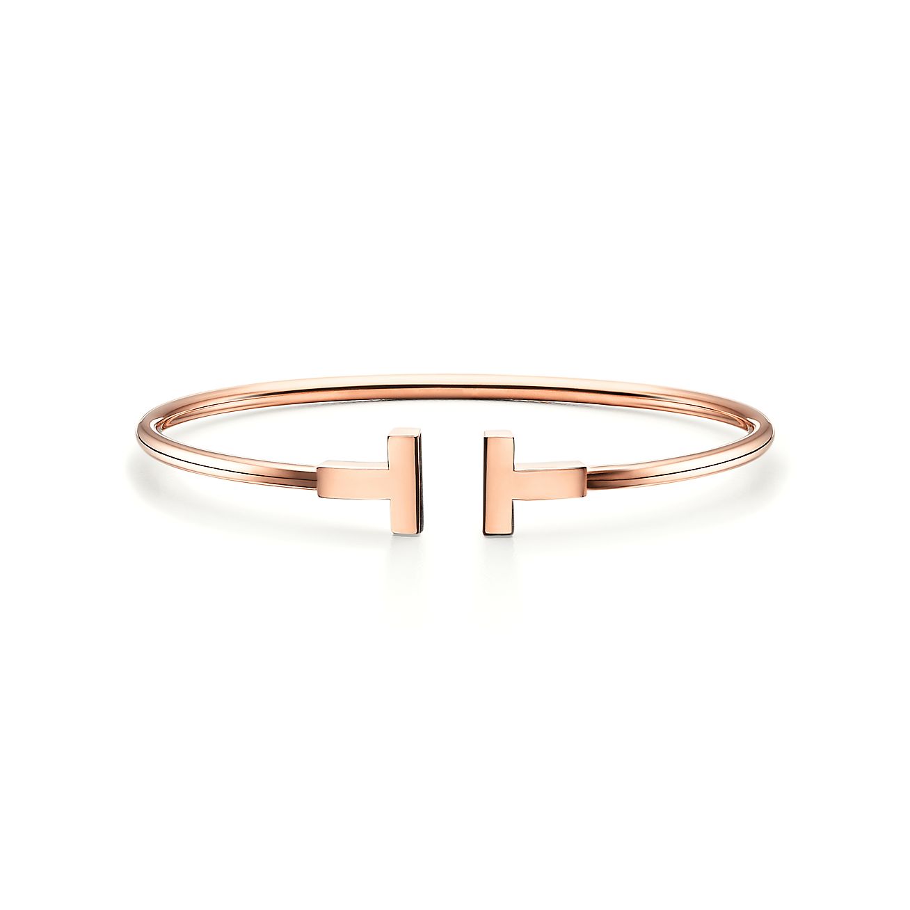Tiffany & Co. T Wire Bracelet in Stainless steel and gold plating Rose Gold