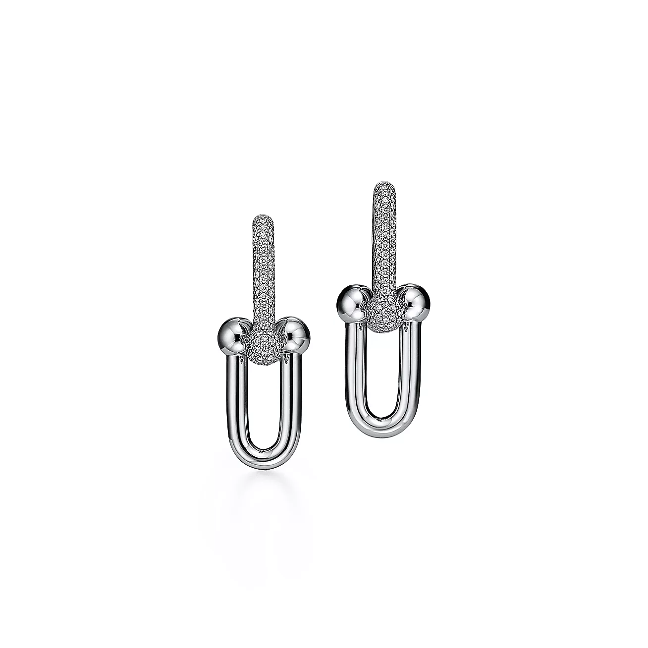 Tiffany & Co. HardWear Link Earrings in White Gold with Pave Diamonds
