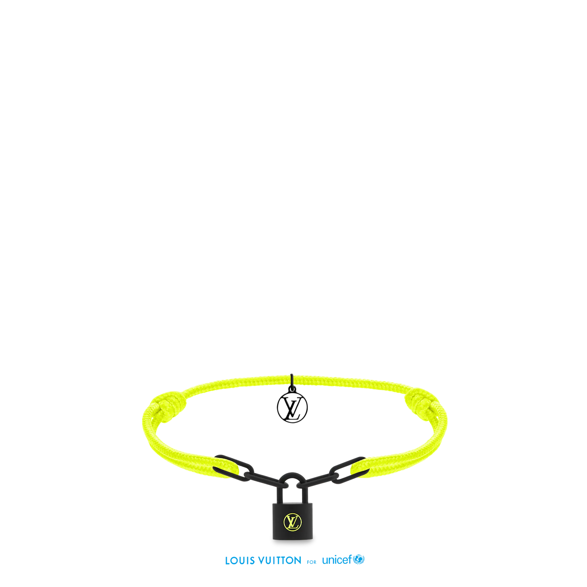 Louis Vuitton Silver Lockit Bracelet, Silver and Blue Polyester Cord