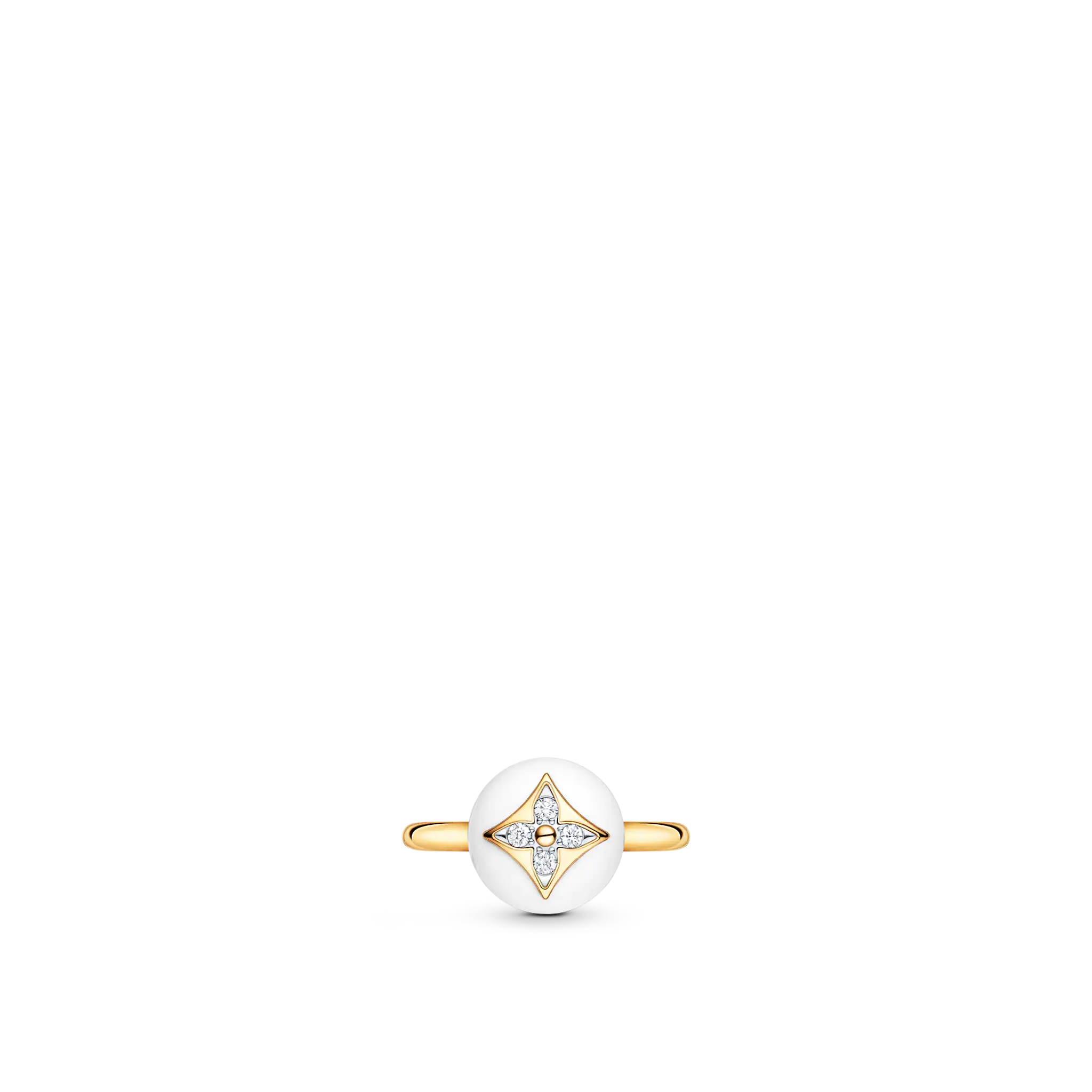 Louis Vuitton B Blossom Ring, Yellow Gold, White Gold, White Agate And Diamonds