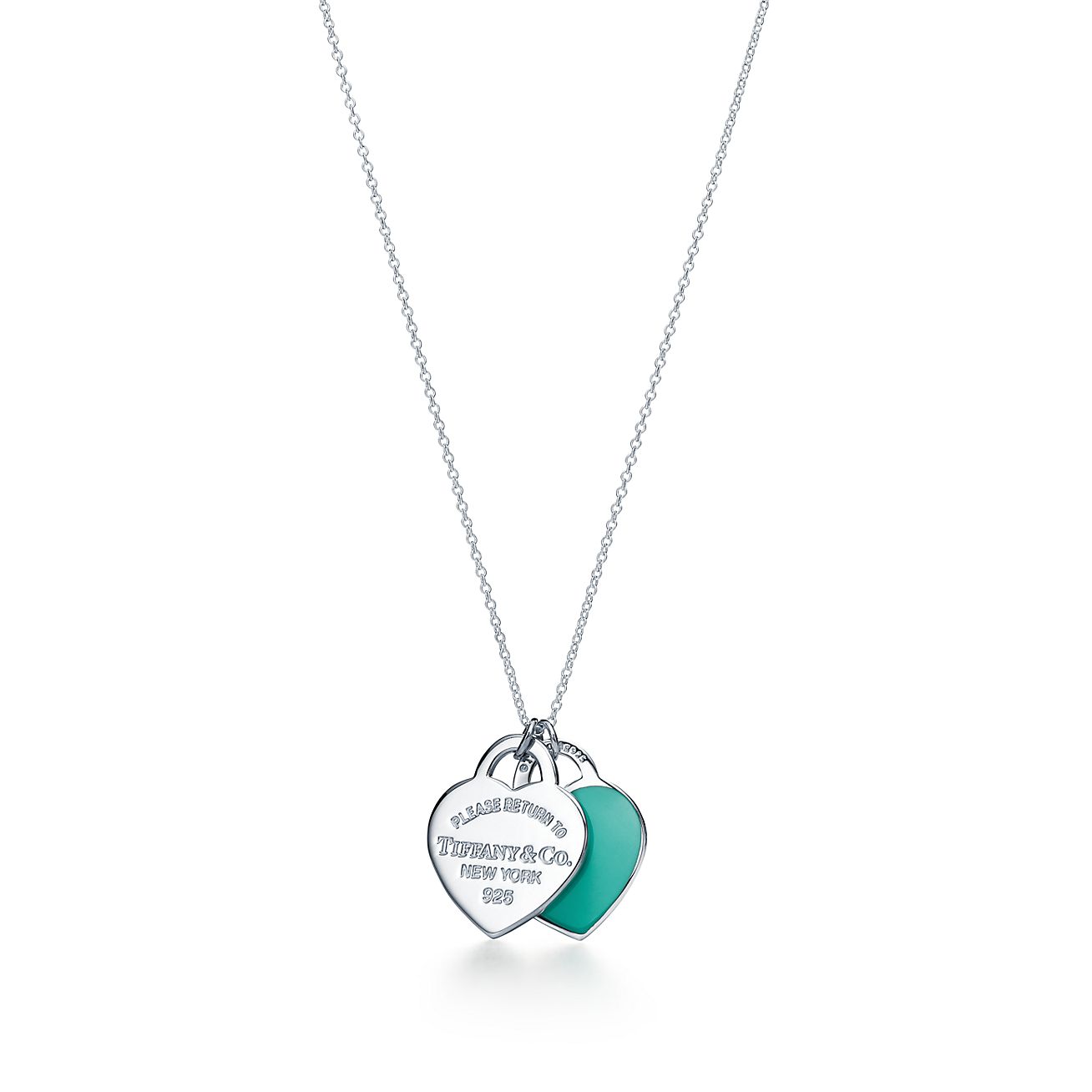 Tiffany & Co. Return to   Blue Double Heart Tag Pendant