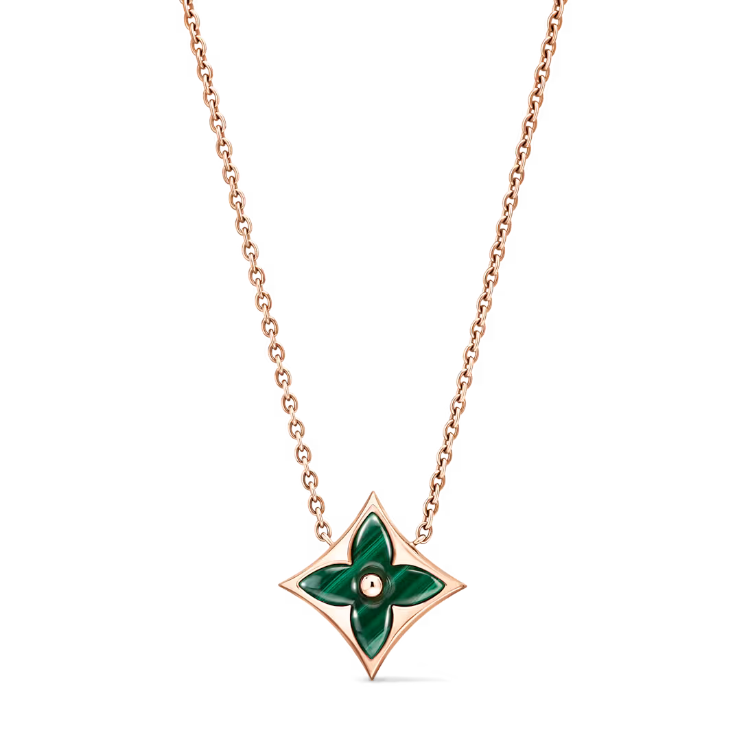 Louis Vuitton Color Blossom M Star Pendant, Pink Gold and Malachite Q03791