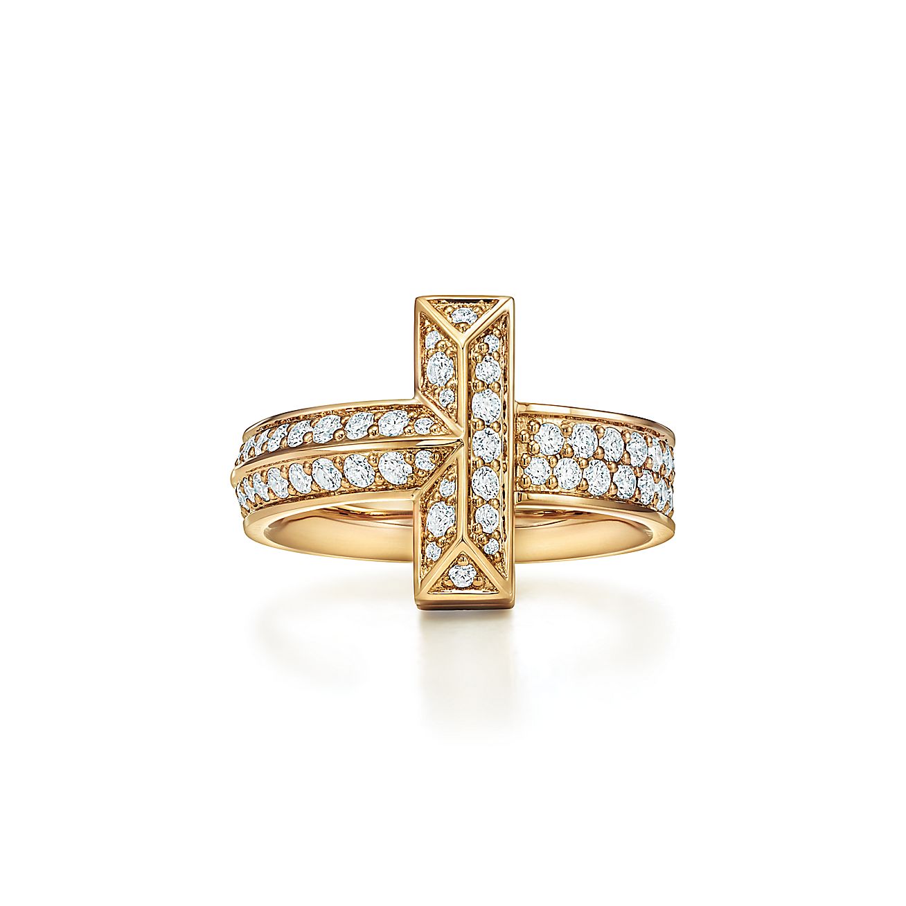 Tiffany & Co. T T1 Ring in Yellow Gold with Diamonds, 4.5 mm Wide