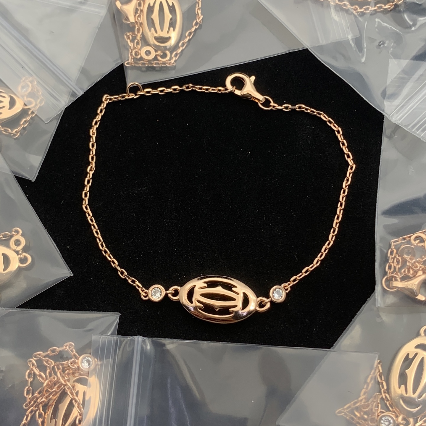 DOUBLE C DE CARTIER LOGO BRACELET - 18CT ROSE GOLD