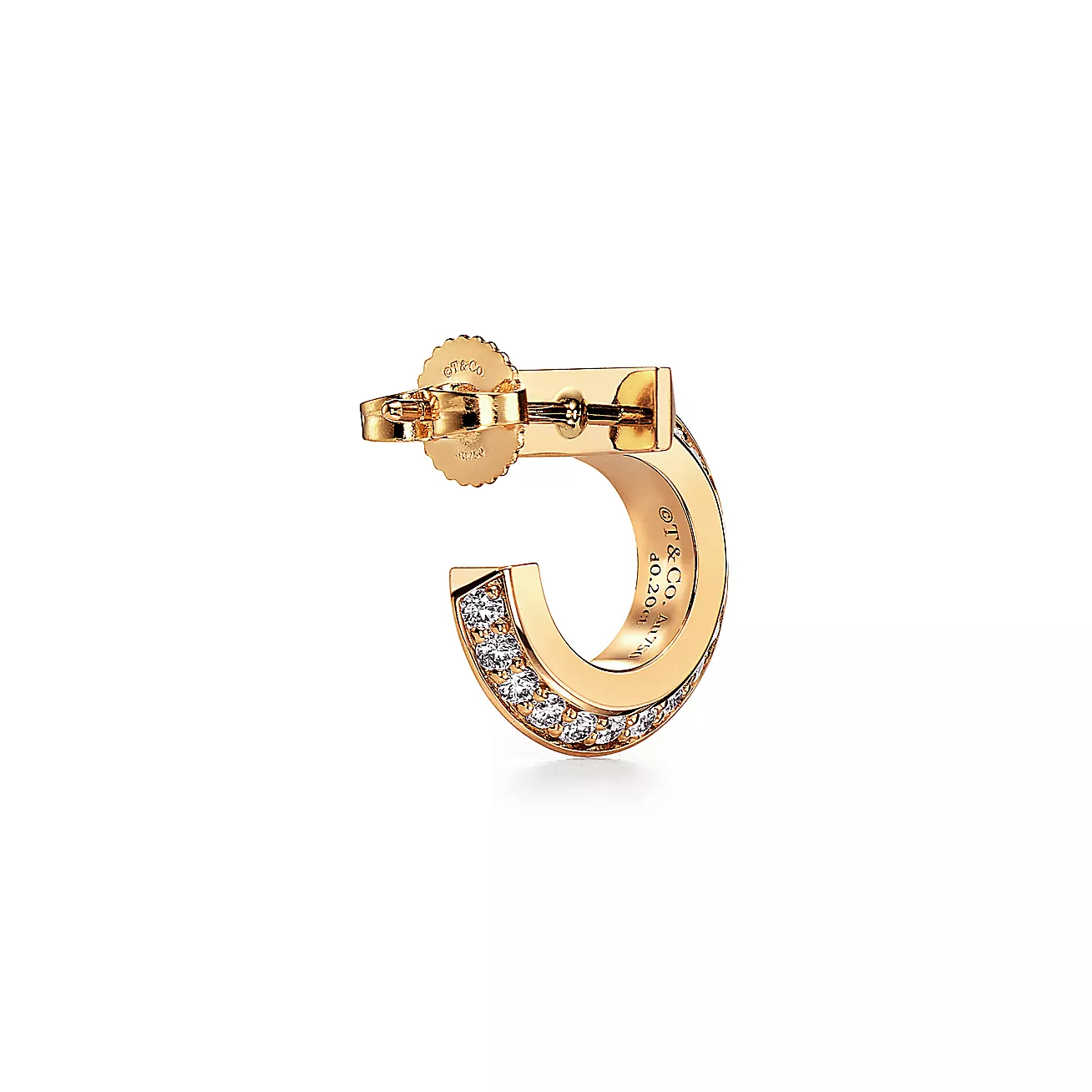 Tiffany & Co. T T1 Hoop Earrings in Yellow Gold with Diamonds