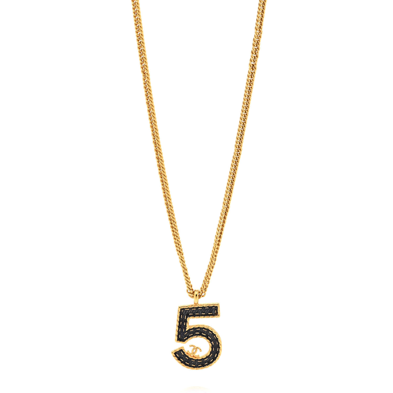 Metal Resin Chain CC No.5 Necklace Gold Blue