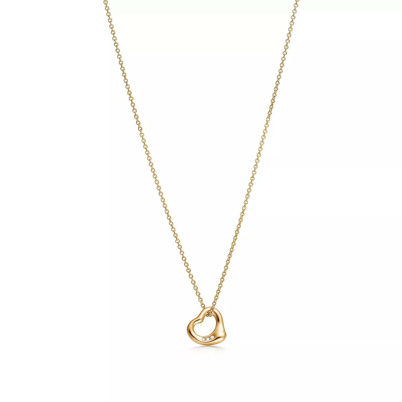Tiffany & Co. Elsa Peretti Open Heart Pendant in Stainless steel and gold plating Gold with Diamonds