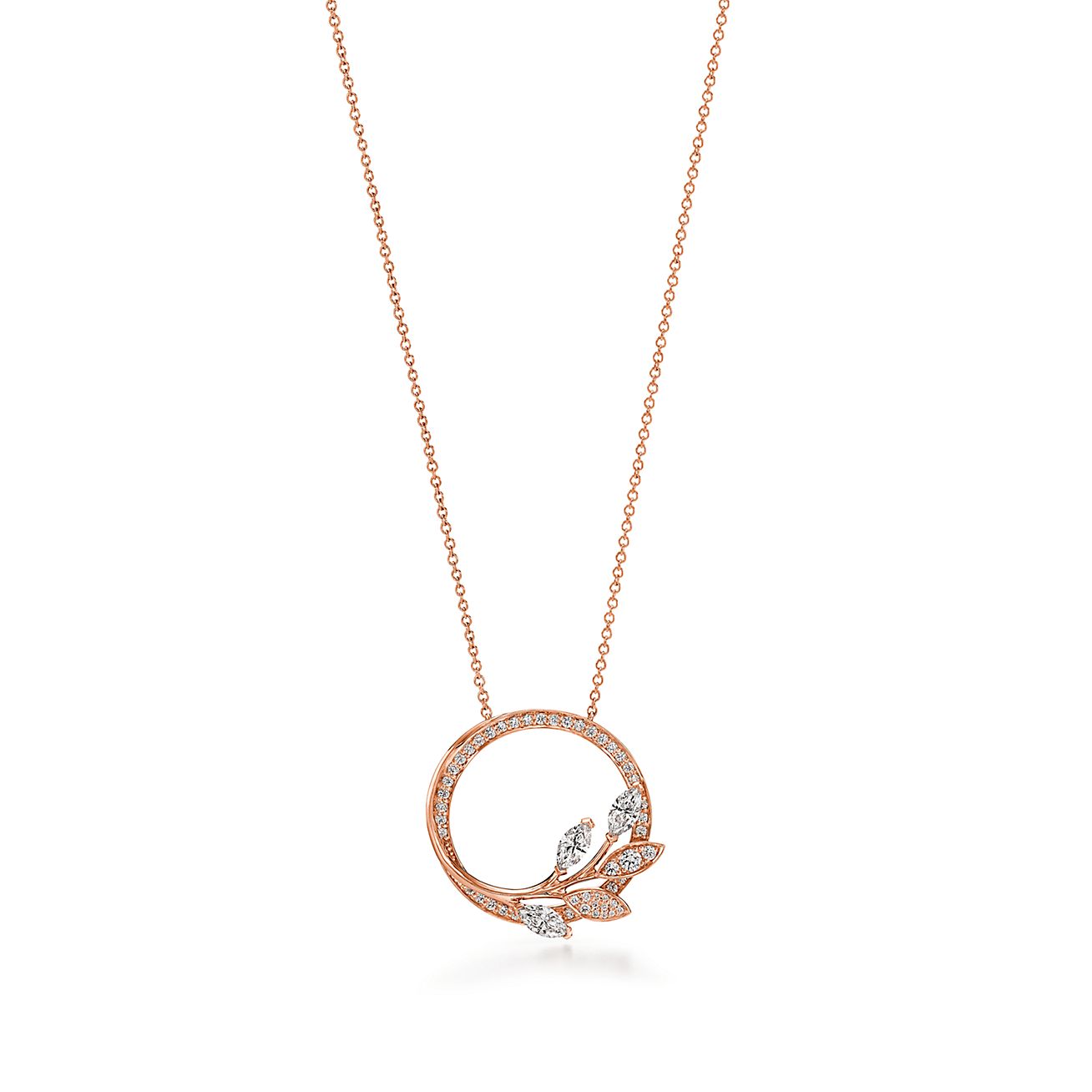 Tiffany & Co. Victoria Diamond Vine Circle Pendant in Stainless steel and gold plating Rose Gold