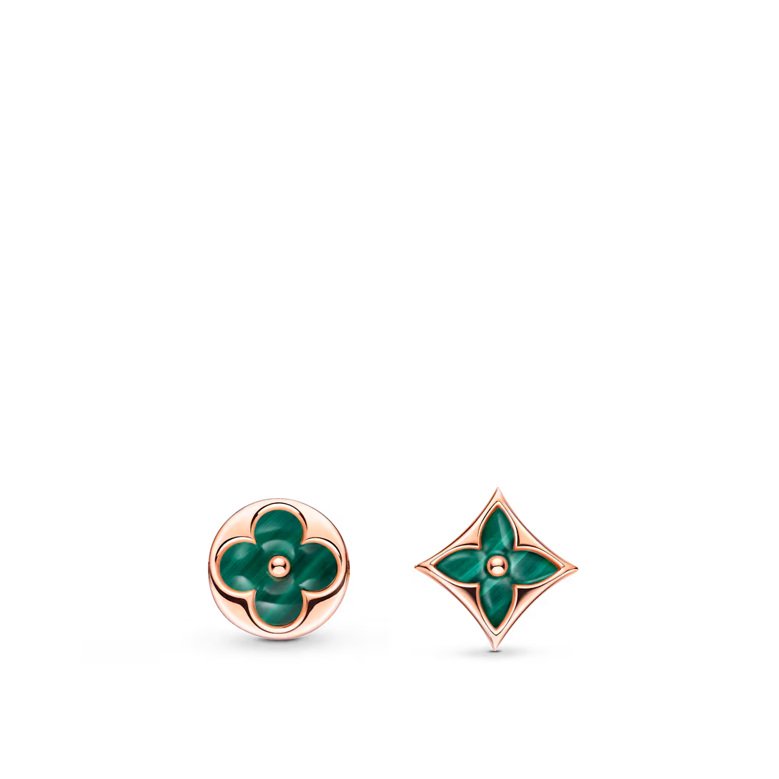 Louis Vuitton Color Blossom BB Sun Ear Stud, Pink Gold And Malachite - Per Unit