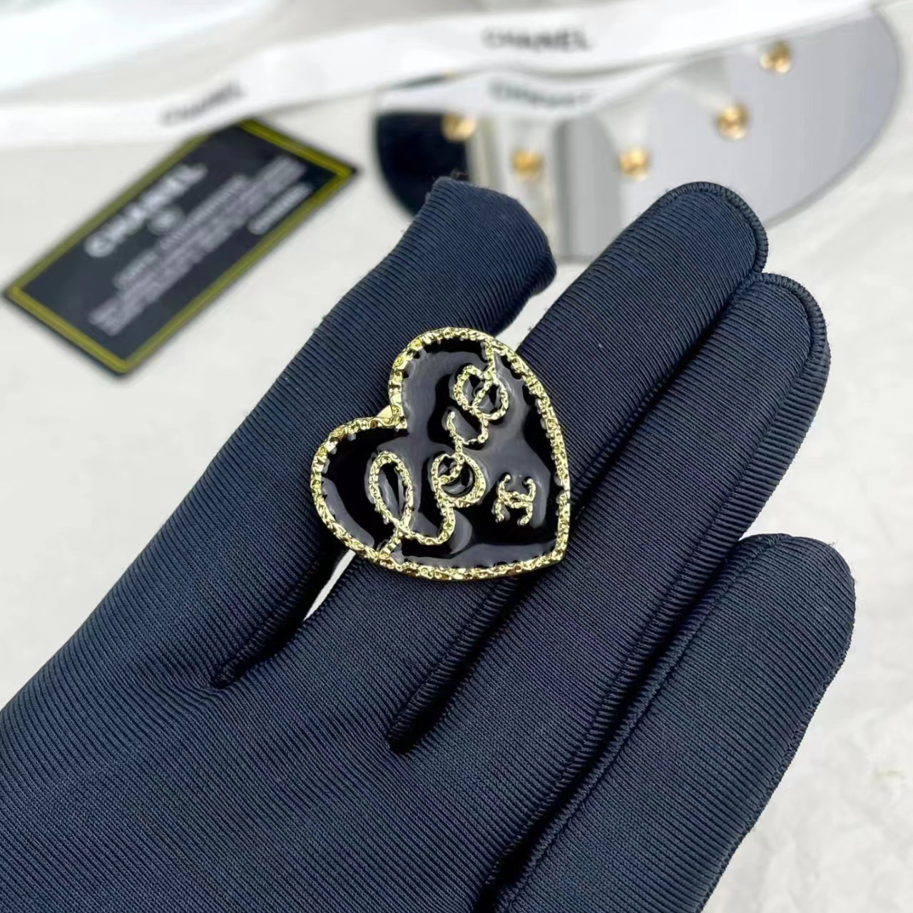 New Black Love Letter Brooch