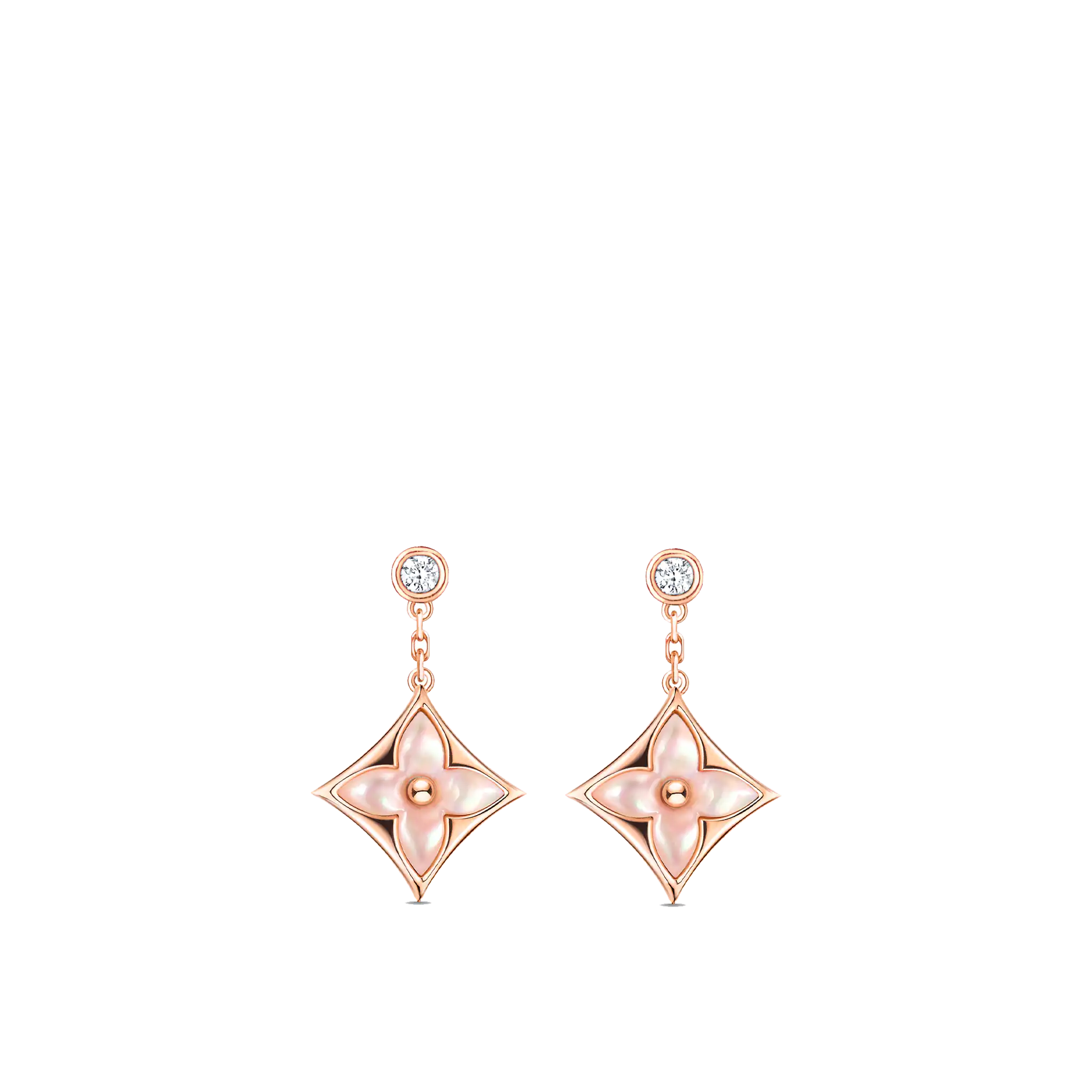Louis Vuitton Color Blossom BB Star Ear Studs, Pink gold, pink Mother of pearl and diamonds