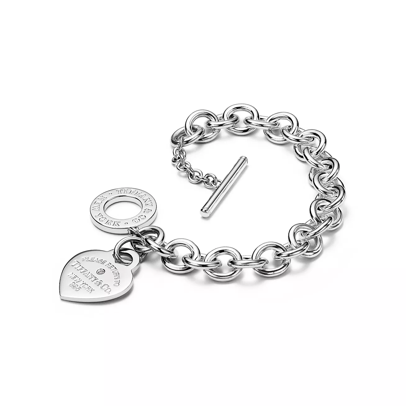 Tiffany & Co. Return to  Heart Tag Bracelet in Silver with a Diamond, Medium