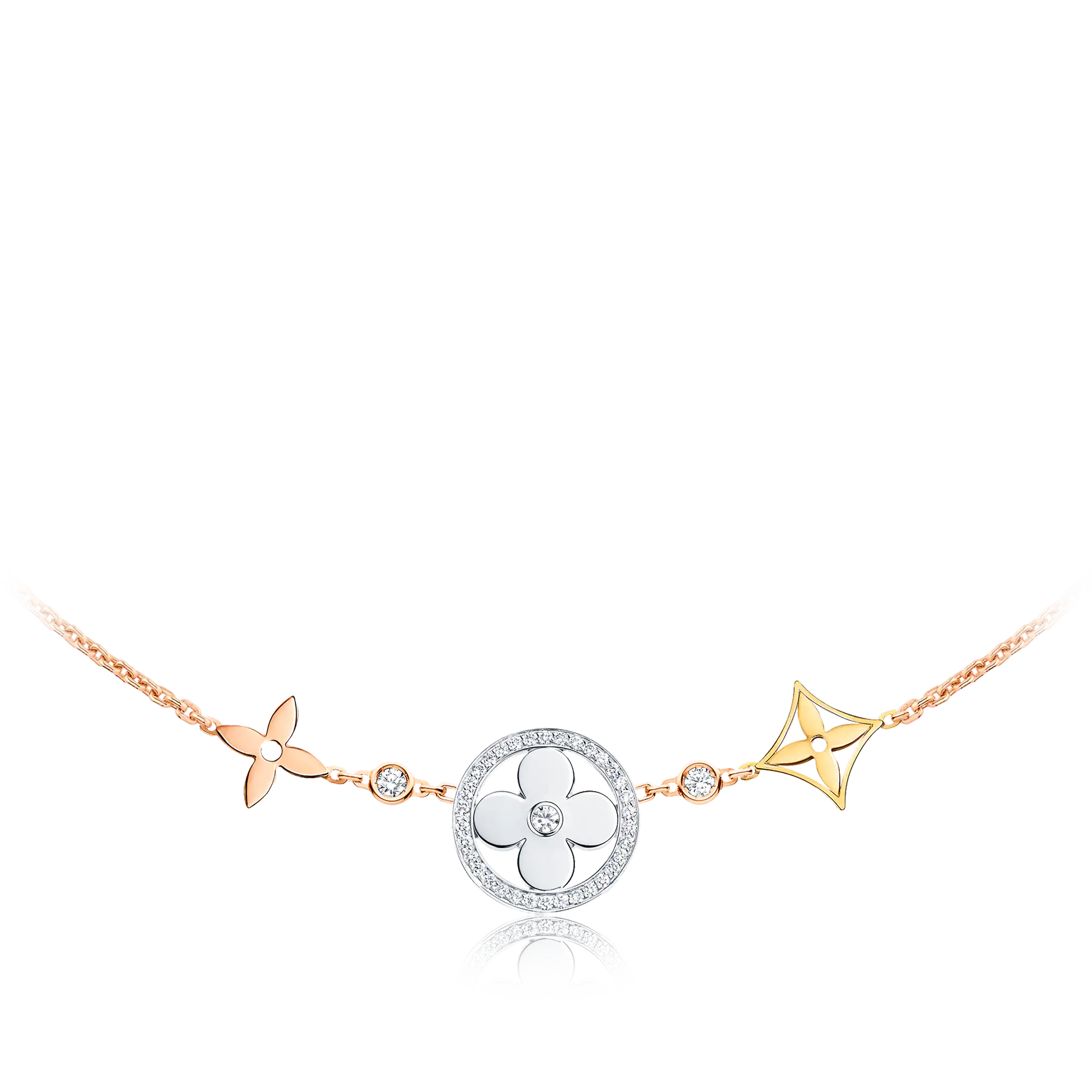 Louis Vuitton Idylle Blossom XL Necklace, 3 golds and diamonds