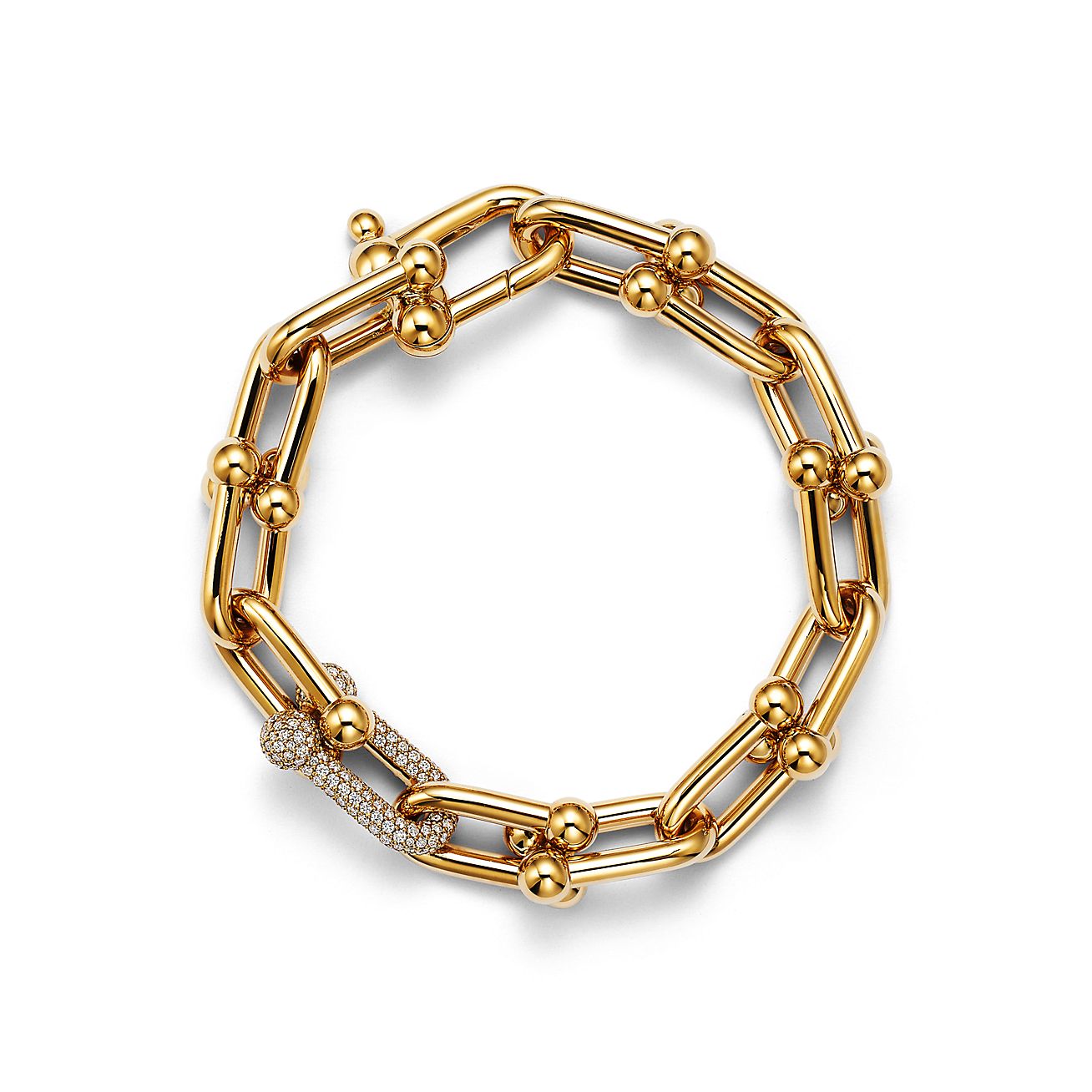 Tiffany & Co. HardWear Large Link Bracelet in Yellow Gold with Diamonds