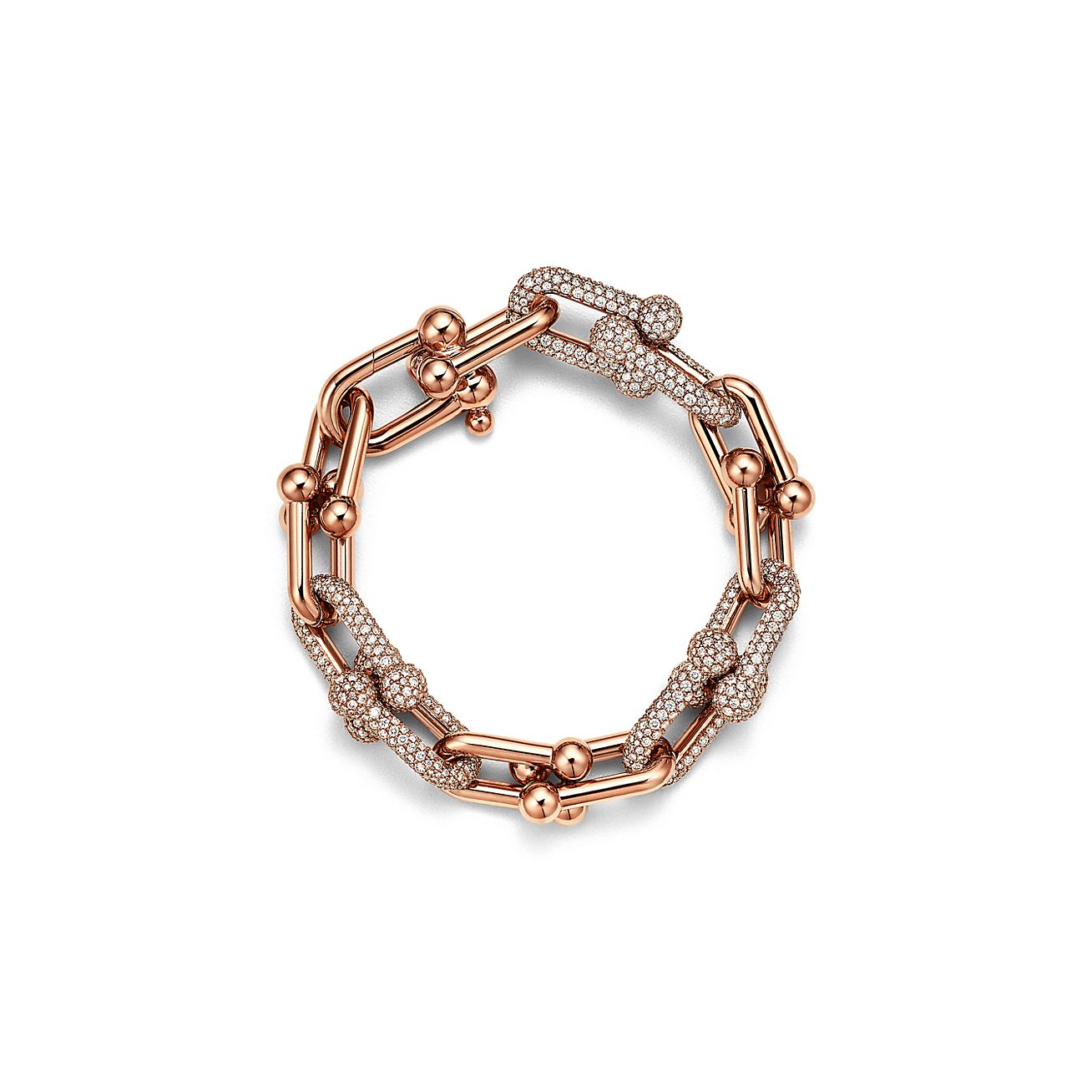 Tiffany & Co. HardWear Link Bracelet in Rose Gold with Pave Diamonds