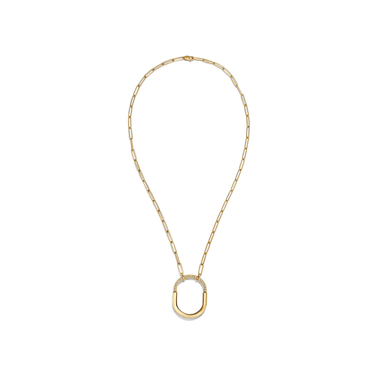 Tiffany & Co. Lock Pendant in Yellow Gold with Diamonds, Large
