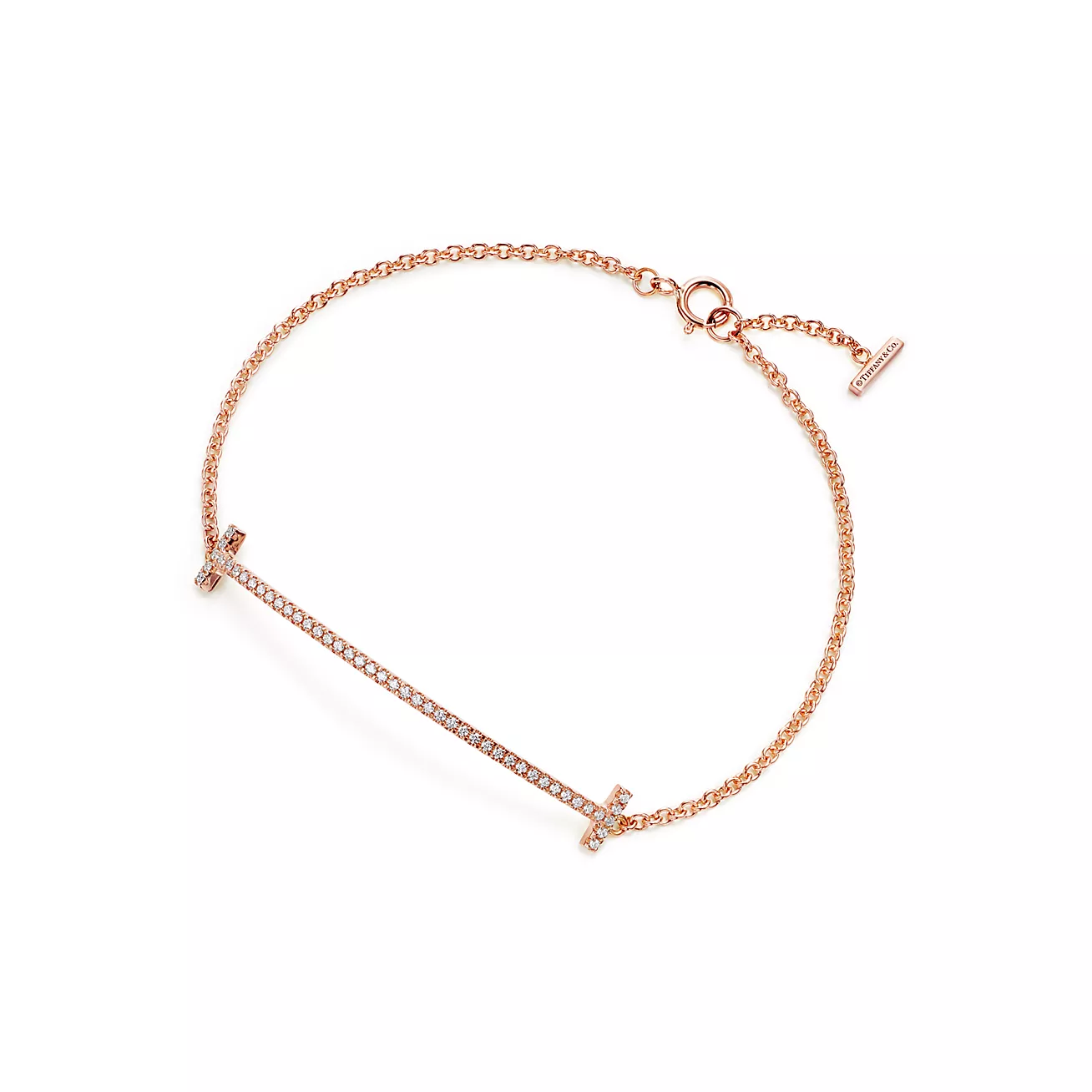 Tiffany & Co. T Smile Bracelet in Rose Gold with Diamonds