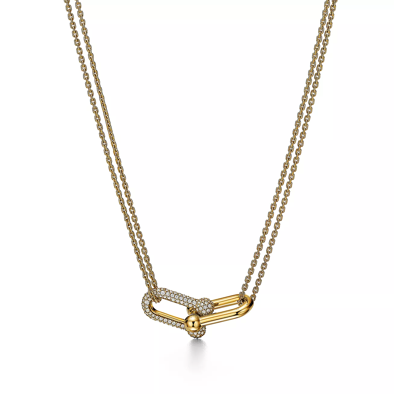 Tiffany & Co. HardWear Link Pendant in Yellow Gold with Pave Diamonds